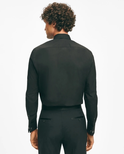 Black Fleece Pleated Londoner Collar Tuxedo Shirt in Sea Island Cotton, image 4
