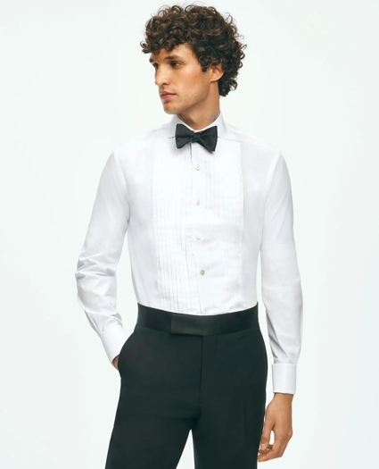 Black Fleece Pleated Londoner Collar Tuxedo Shirt in Sea Island Cotton, image 1