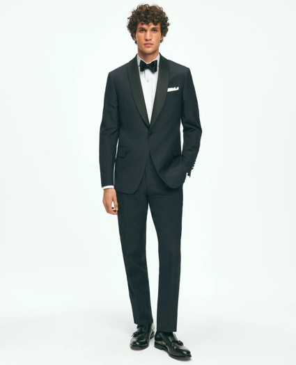 Black Fleece Pleated Londoner Collar Tuxedo Shirt in Sea Island Cotton, image 2