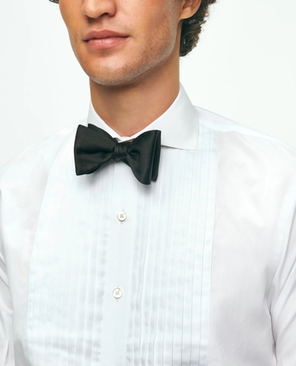 Black Fleece Pleated Londoner Collar Tuxedo Shirt in Sea Island Cotton, image 3
