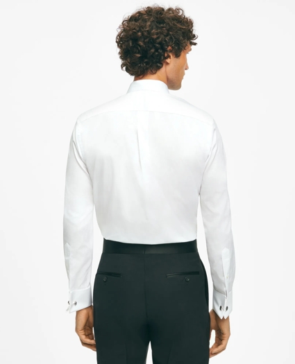 Black Fleece Pleated Londoner Collar Tuxedo Shirt in Sea Island Cotton, image 3