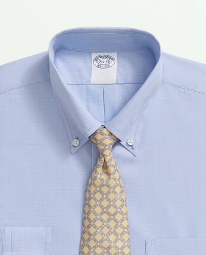 American-Made Cotton Broadcloth Button-Down Collar, Micro-Check Dress Shirt, image 2
