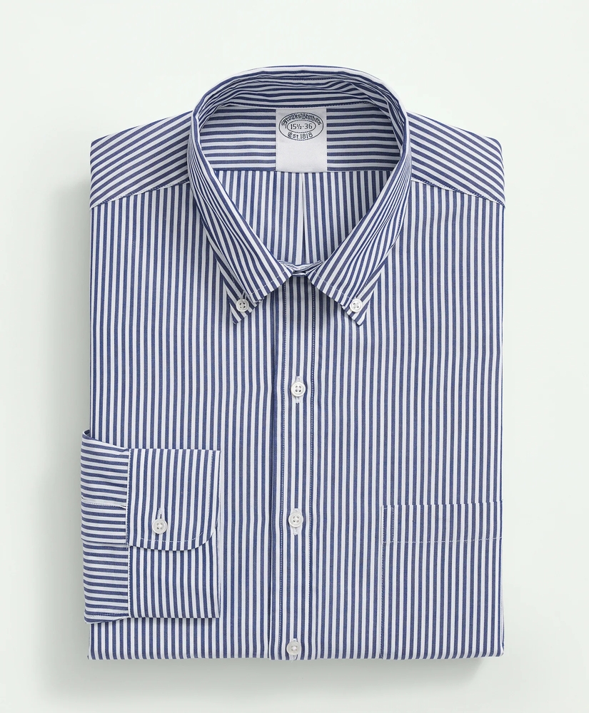 American-Made Cotton Button-Down Collar, Striped Dress Shirt, image 3