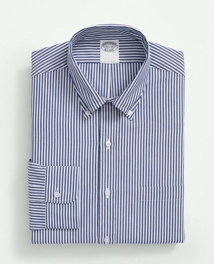 American-Made Cotton Button-Down Collar, Striped Dress Shirt, image 3