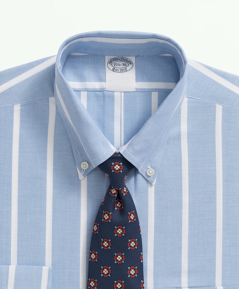 American-Made Cotton Pinpoint Button-Down Collar, Bold Striped Dress Shirt, image 2