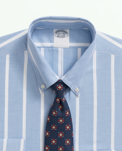 American-Made Cotton Pinpoint Button-Down Collar, Bold Striped Dress Shirt, image 2