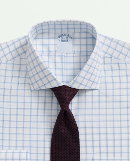 Stretch Supima® Cotton Non-Iron Royal Oxford English Spread Collar, Windowpane Dress Shirt, image 2