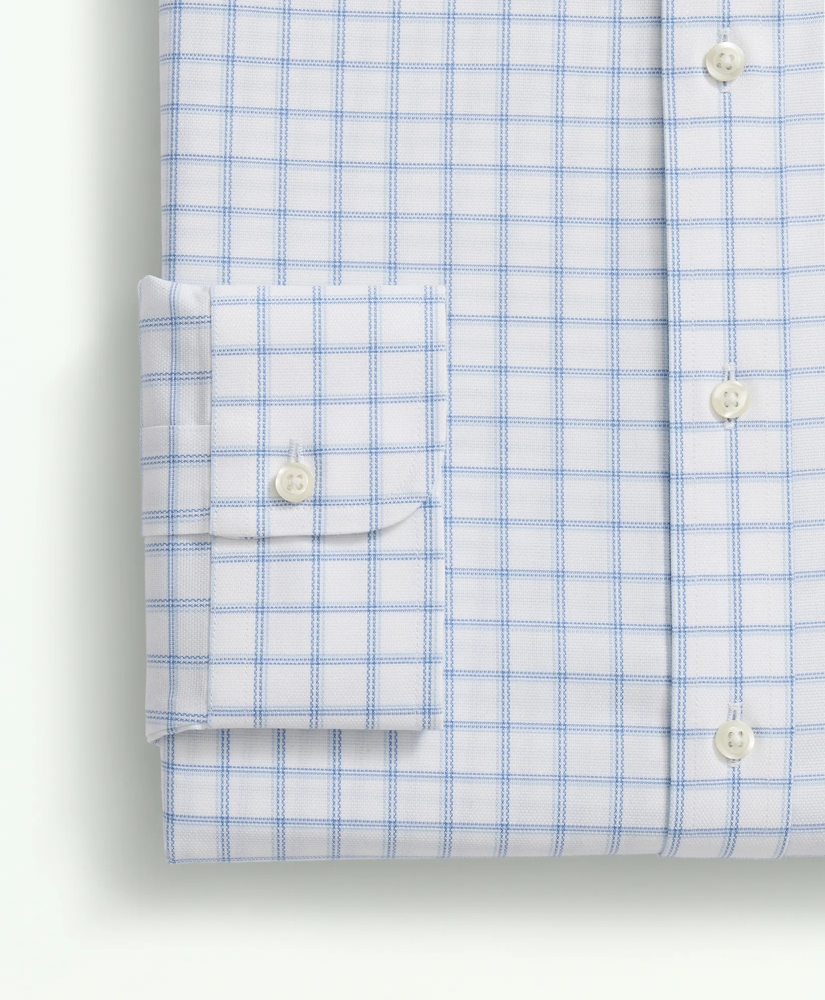 Stretch Supima® Cotton Non-Iron Royal Oxford English Spread Collar, Windowpane Dress Shirt, image 4