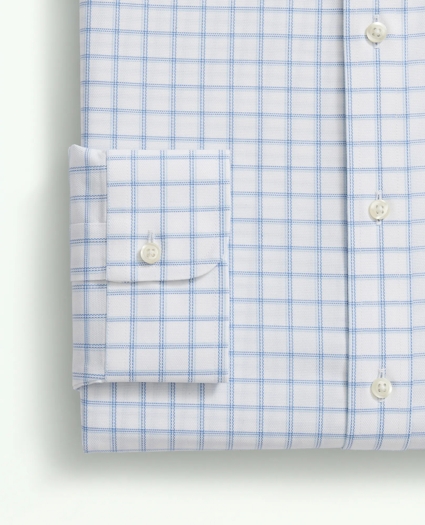 Stretch Supima® Cotton Non-Iron Royal Oxford English Spread Collar, Windowpane Dress Shirt, image 4