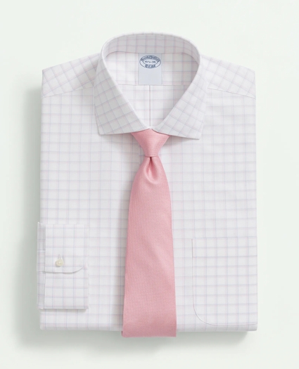 Stretch Supima® Cotton Non-Iron Royal Oxford English Spread Collar, Windowpane Dress Shirt, image 1