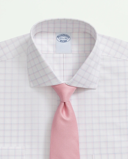 Stretch Supima® Cotton Non-Iron Royal Oxford English Spread Collar, Windowpane Dress Shirt, image 2