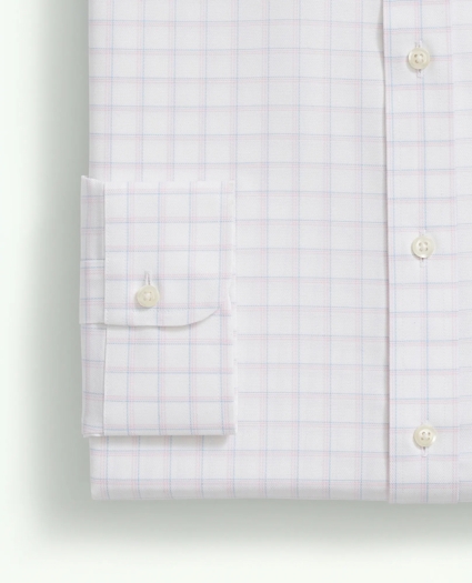 Stretch Supima® Cotton Non-Iron Royal Oxford English Spread Collar, Windowpane Dress Shirt, image 4
