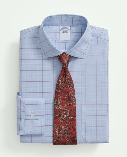Stretch Supima® Cotton Non-Iron Poplin English Spread Collar, Glen Plaid Dress Shirt, image 1