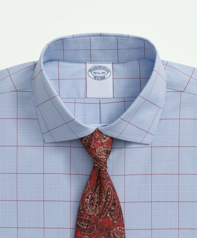 Stretch Supima® Cotton Non-Iron Poplin English Spread Collar, Glen Plaid Dress Shirt, image 2