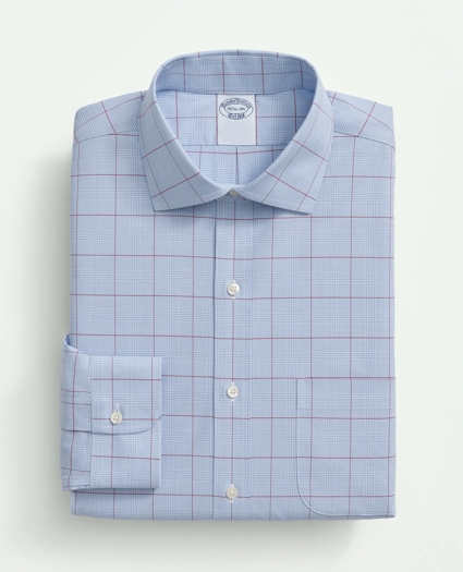 Stretch Supima® Cotton Non-Iron Poplin English Spread Collar, Glen Plaid Dress Shirt, image 3