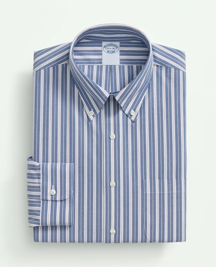 Stretch Supima® Cotton Non-Iron Poplin Polo Button Down Collar, Striped Dress Shirt, image 2