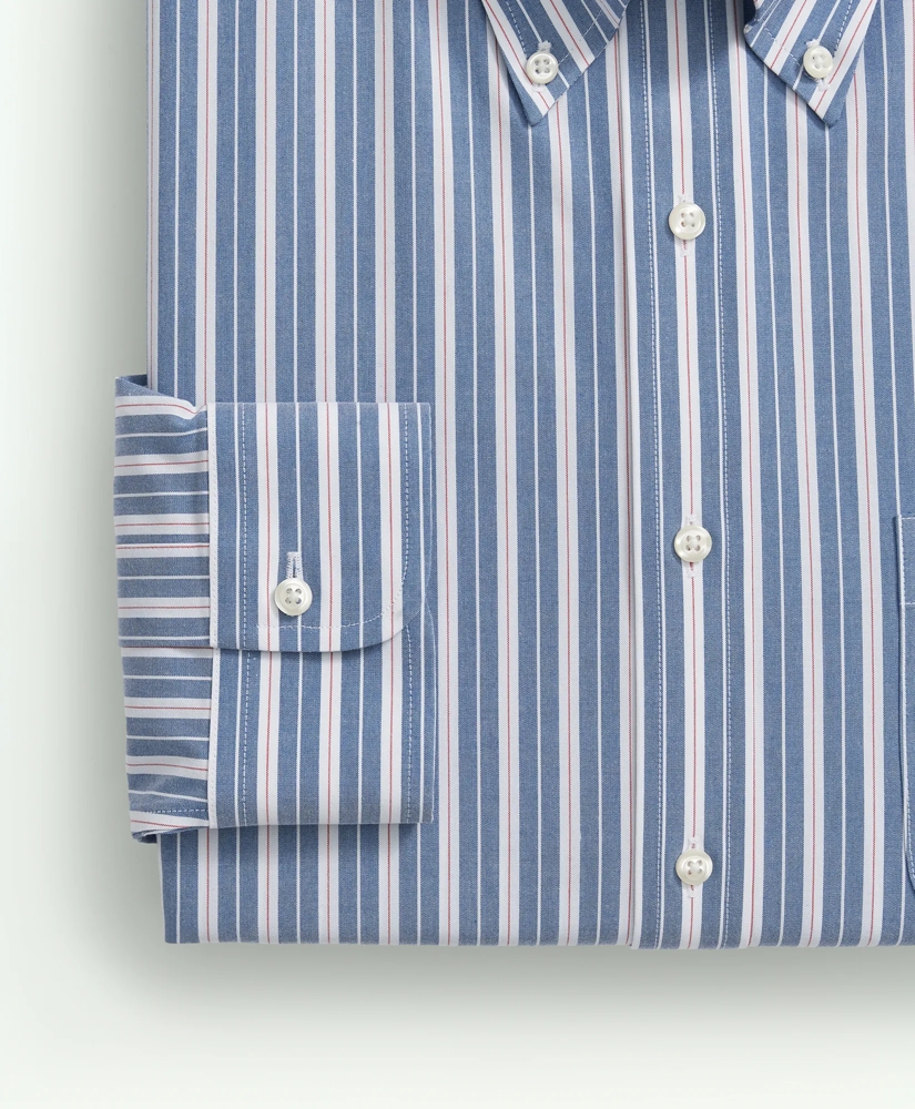 Stretch Supima® Cotton Non-Iron Poplin Polo Button Down Collar, Striped Dress Shirt, image 3