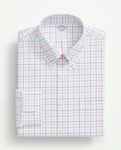 Stretch Supima® Cotton Non-Iron Poplin Polo Button Down Collar, Multi Windowpane Dress Shirt, image 3