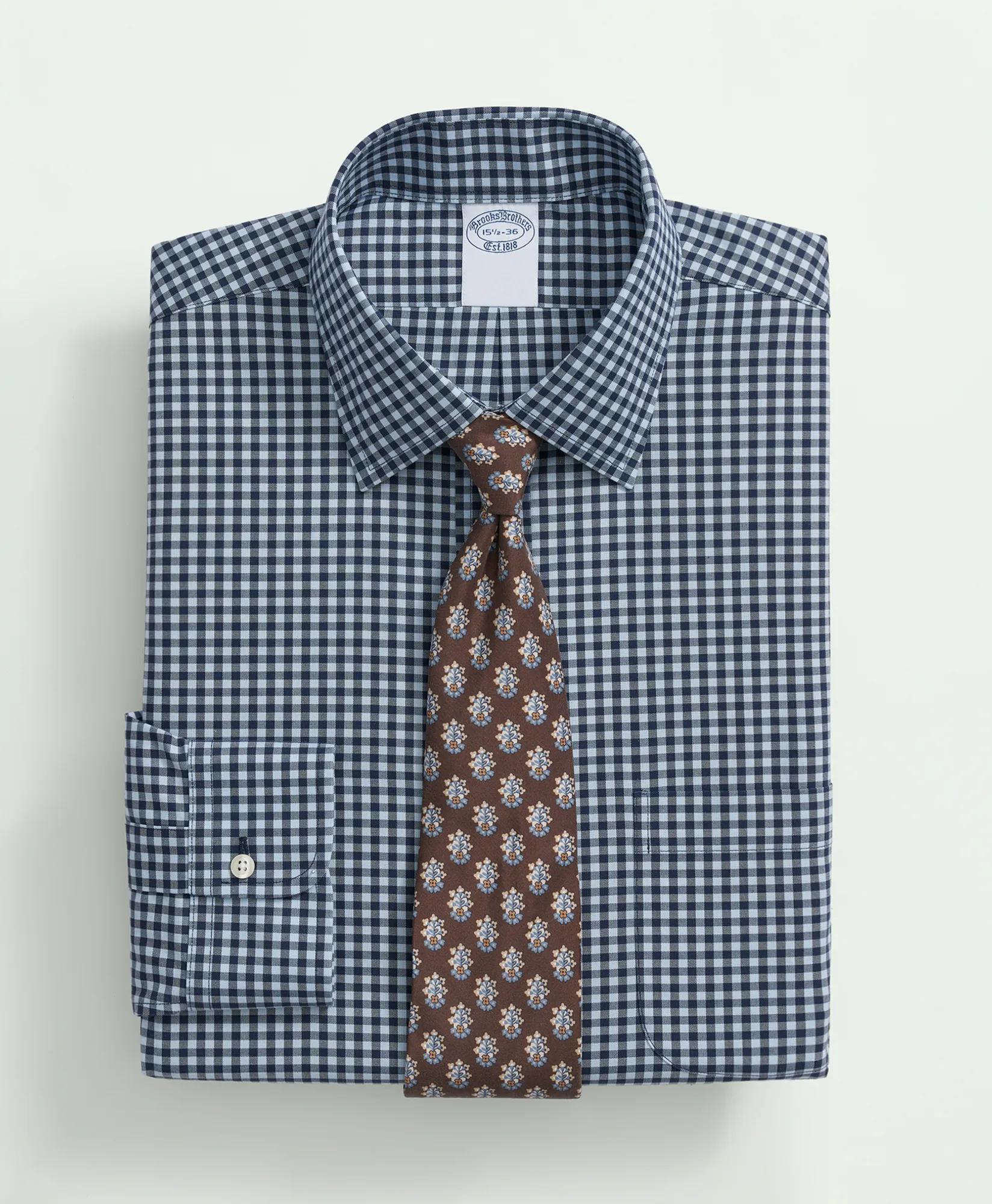 Stretch Supima Cotton Non-Iron Pinpoint Oxford Ainsley Collar, Gingham Dress Shirt