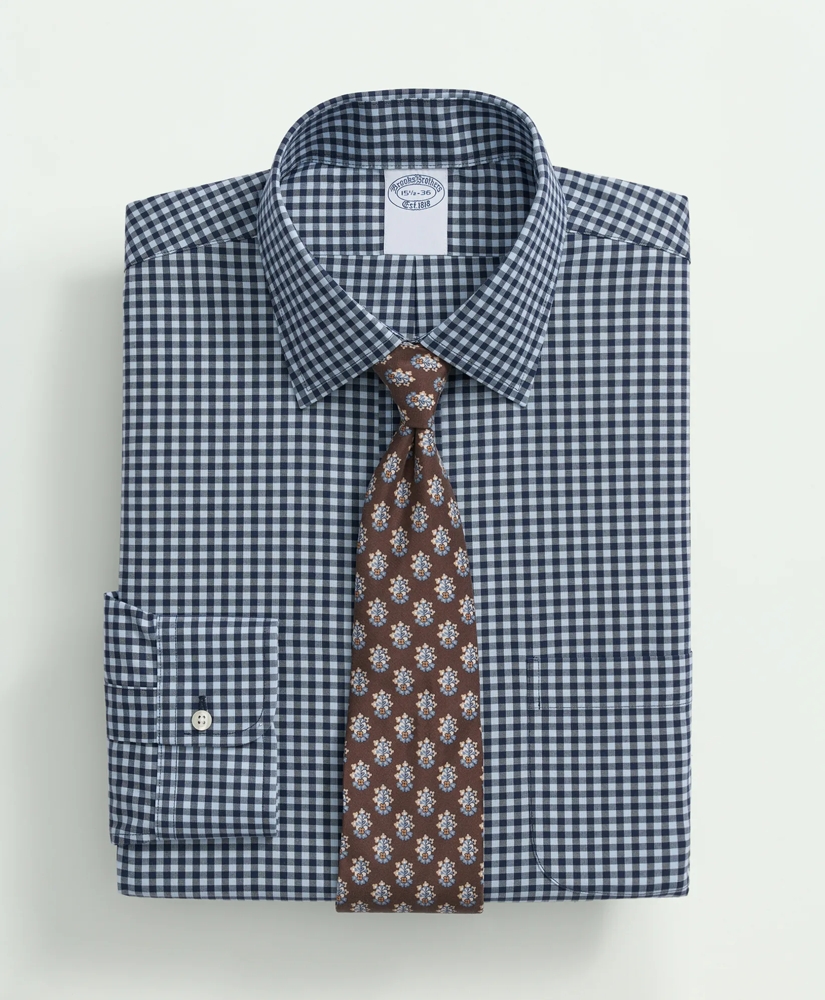 Stretch Supima® Cotton Non-Iron Pinpoint Oxford Ainsley Collar, Gingham Dress Shirt, image 1