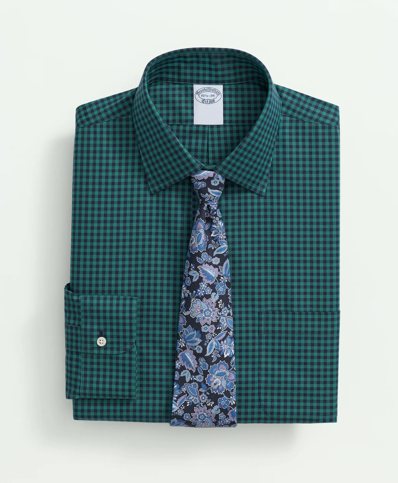 Stretch Supima Cotton Non-Iron Pinpoint Oxford Ainsley Collar, Gingham Dress Shirt