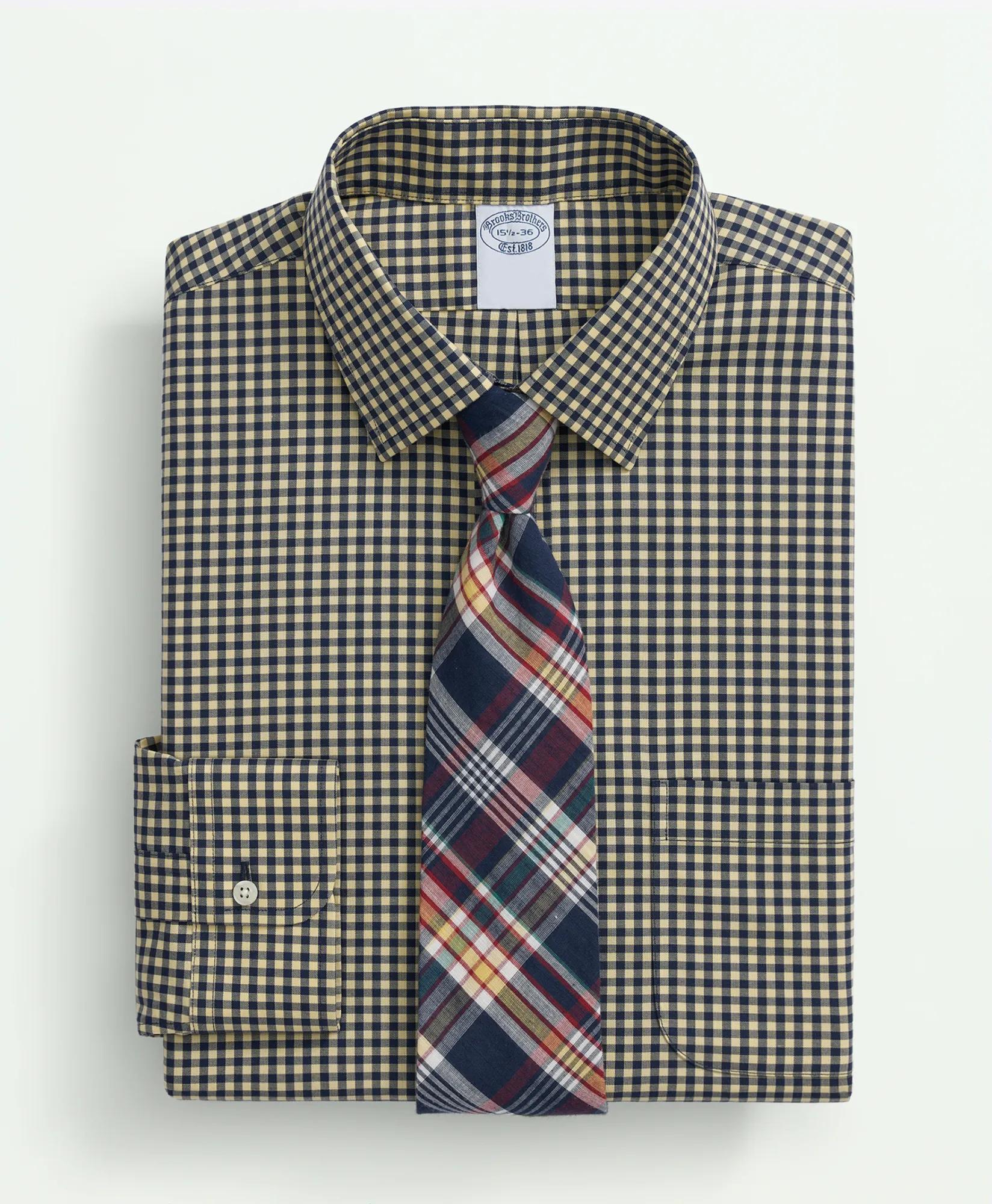Stretch Supima Cotton Non-Iron Pinpoint Oxford Ainsley Collar, Gingham Dress Shirt