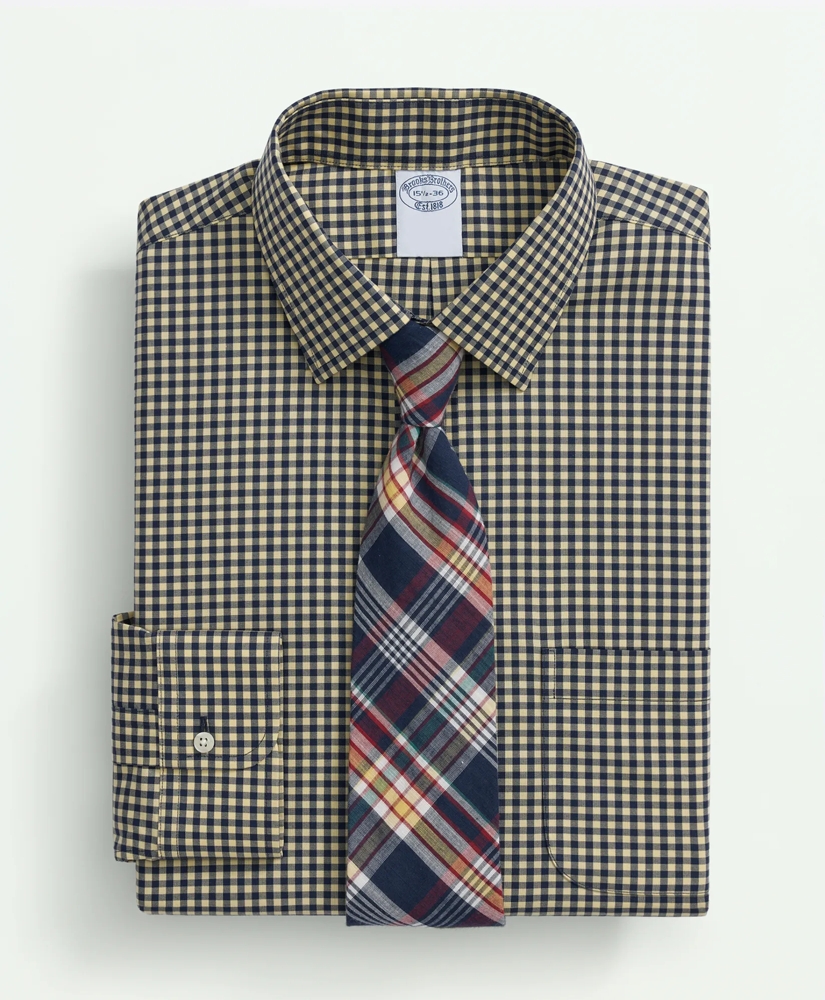 Stretch Supima® Cotton Non-Iron Pinpoint Oxford Ainsley Collar, Gingham Dress Shirt, image 1