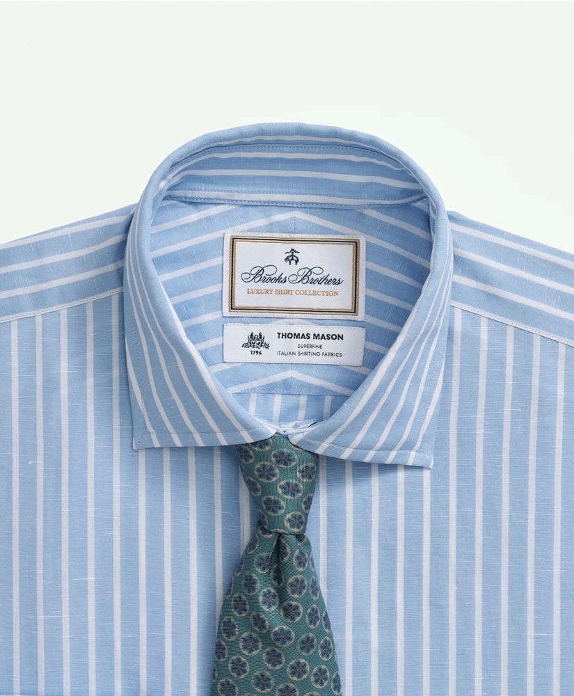 Brooks Brothers X Thomas Mason® Cotton-Linen English Collar, Stripe Dress Shirt, image 2