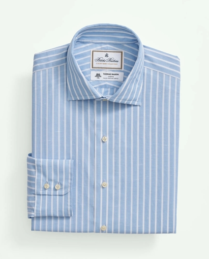 Brooks Brothers X Thomas Mason® Cotton-Linen English Collar, Stripe Dress Shirt, image 3
