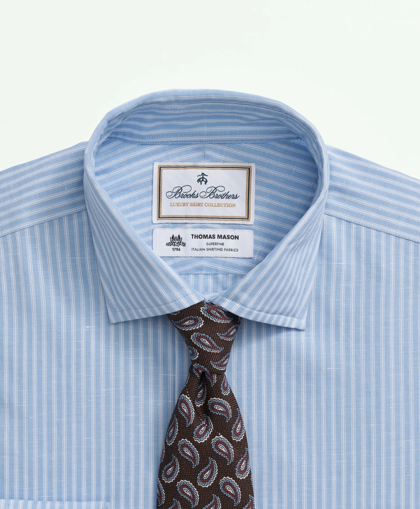 Brooks Brothers X Thomas Mason® Cotton-Linen English Collar, Stripe Dress Shirt, image 3