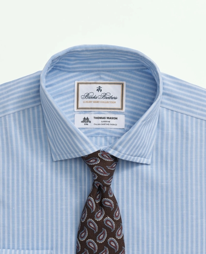Brooks Brothers X Thomas Mason® Cotton-Linen English Collar, Stripe Dress Shirt, image 3