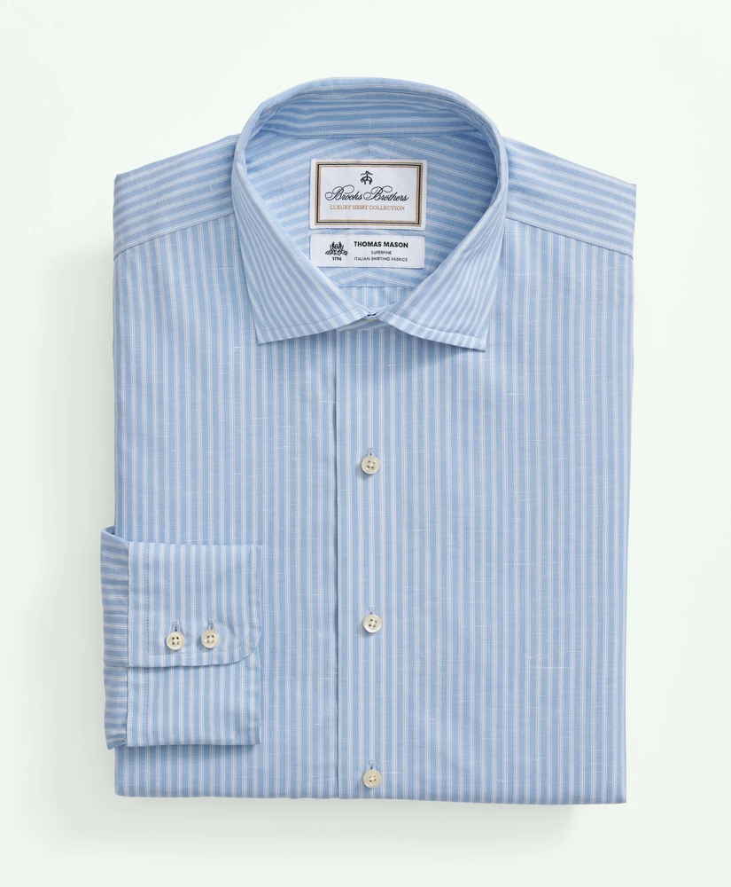 Brooks Brothers X Thomas Mason® Cotton-Linen English Collar, Stripe Dress Shirt, image 4