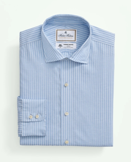 Brooks Brothers X Thomas Mason® Cotton-Linen English Collar, Stripe Dress Shirt, image 4