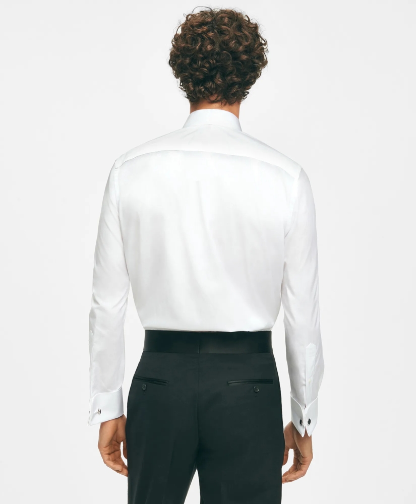 Black Fleece Pique Bib Londoner Collar Tuxedo Shirt in Sea Island Cotton, image 4