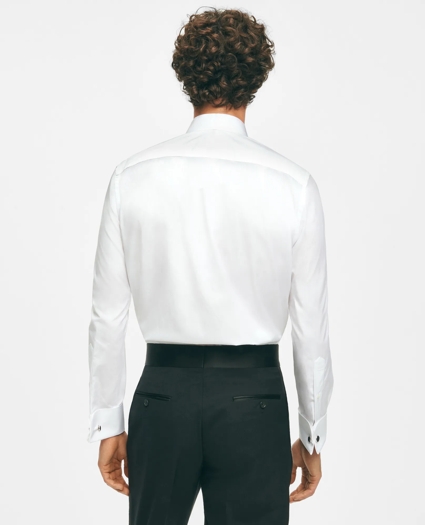 Black Fleece Pique Bib Londoner Collar Tuxedo Shirt in Sea Island Cotton, image 4