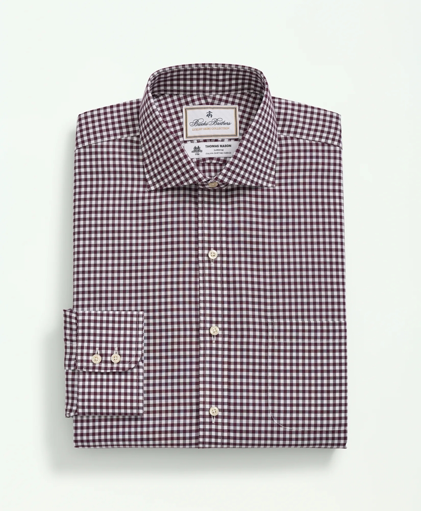 Brooks Brothers X Thomas Mason® Cotton Twill Londoner Collar, Gingham Dress Shirt, image 4