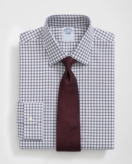 Stretch Supima® Cotton Non-Iron Pinpoint Oxford Ainsley Collar, Ticking Check Dress Shirt, image 1