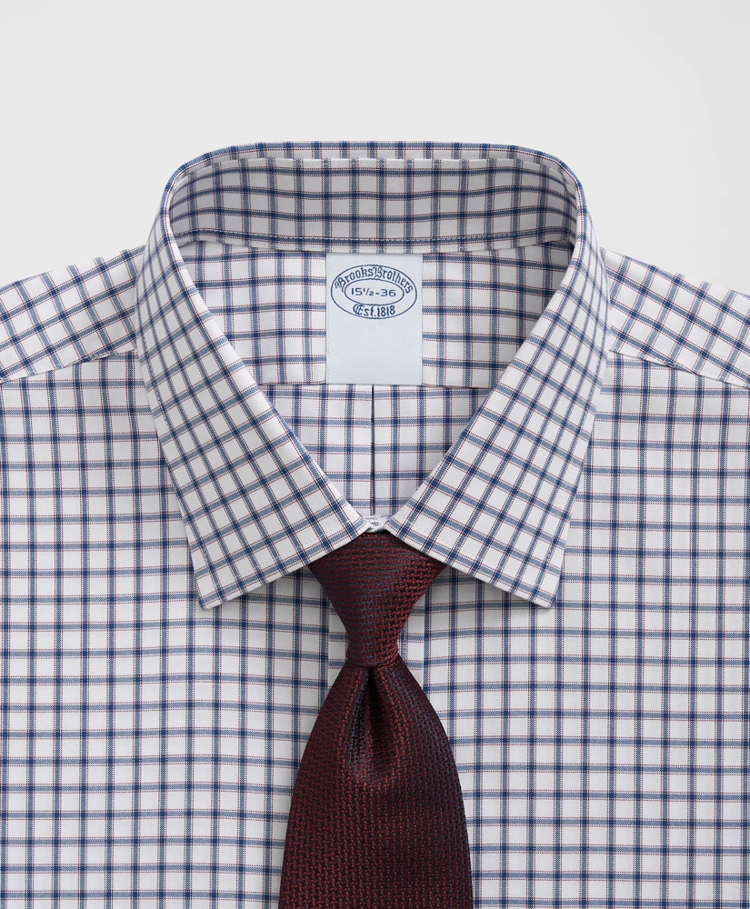 Stretch Supima® Cotton Non-Iron Pinpoint Oxford Ainsley Collar, Ticking Check Dress Shirt, image 2