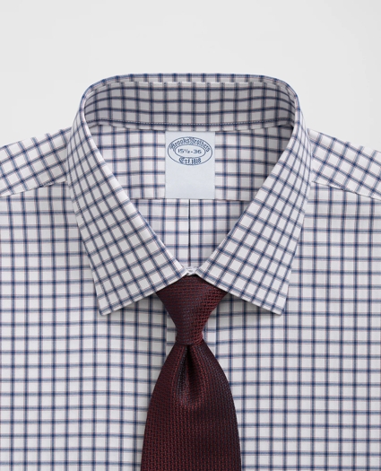 Stretch Supima® Cotton Non-Iron Pinpoint Oxford Ainsley Collar, Ticking Check Dress Shirt, image 2