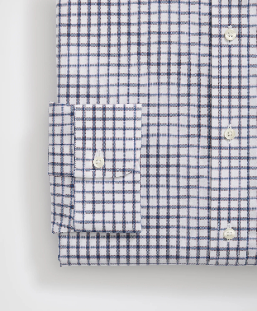 Stretch Supima® Cotton Non-Iron Pinpoint Oxford Ainsley Collar, Ticking Check Dress Shirt, image 4