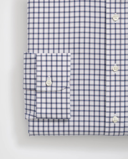 Stretch Supima® Cotton Non-Iron Pinpoint Oxford Ainsley Collar, Ticking Check Dress Shirt, image 4