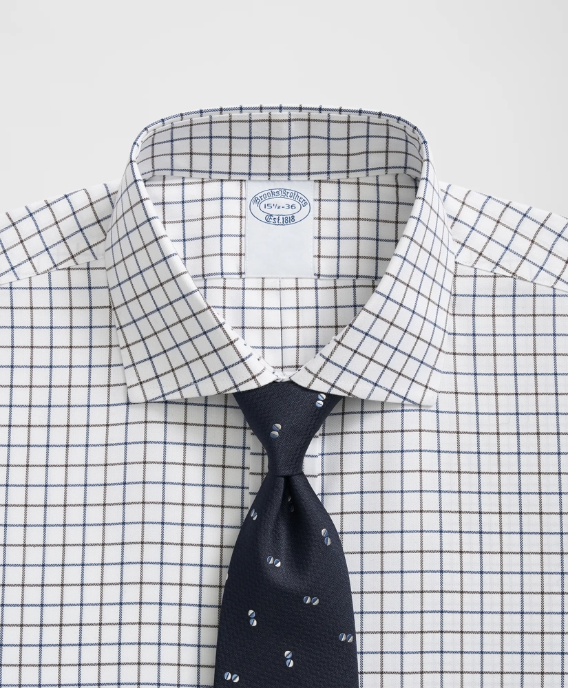 Stretch Supima® Cotton Non-Iron English Spread Collar, Alternating Windowpane Dress Shirt, image 2