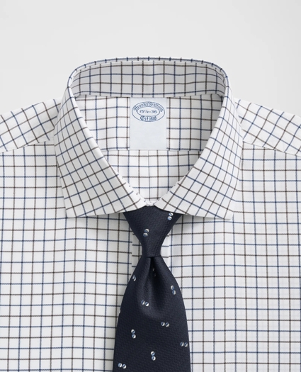 Stretch Supima® Cotton Non-Iron English Spread Collar, Alternating Windowpane Dress Shirt, image 2