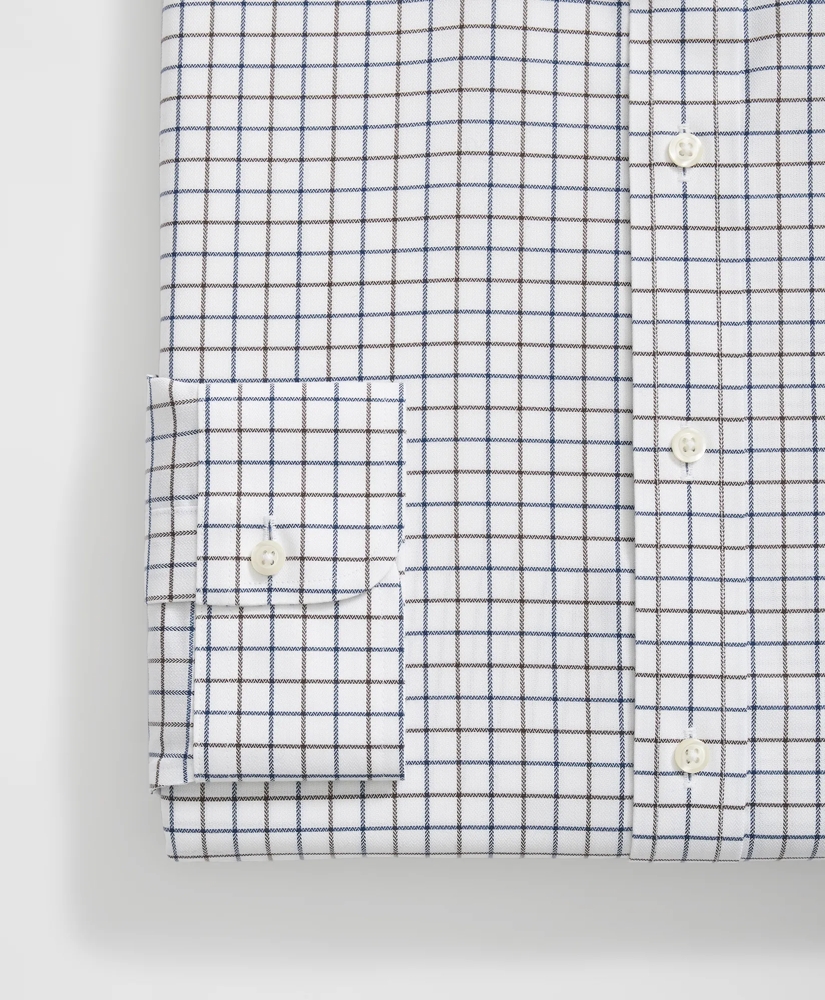 Stretch Supima® Cotton Non-Iron English Spread Collar, Alternating Windowpane Dress Shirt, image 4