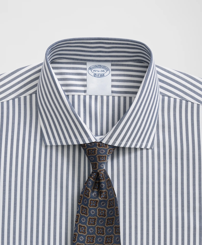 Stretch Supima® Cotton Non-Iron English Spread Collar, Striped Dress Shirt, image 2