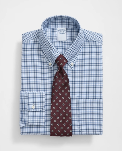 Stretch Supima® Cotton Non-Iron Twill Polo Button Down Collar, Bold Check Dress Shirt, image 1