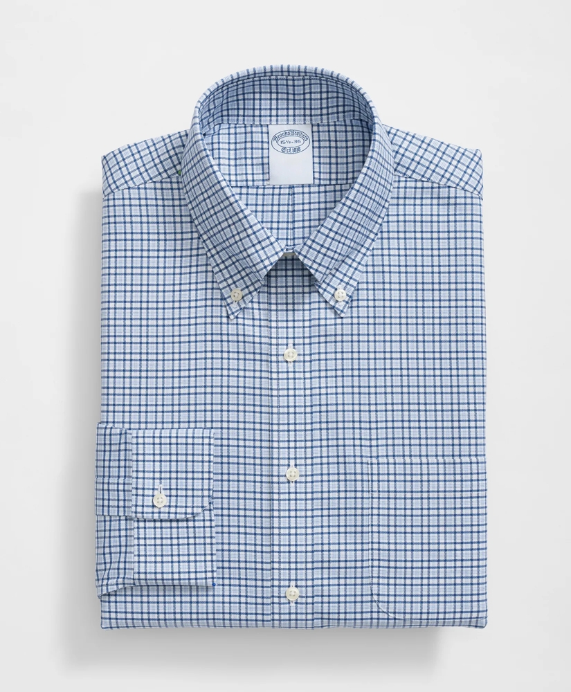 Stretch Supima® Cotton Non-Iron Twill Polo Button Down Collar, Bold Check Dress Shirt, image 3