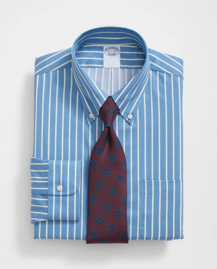 Stretch Supima® Cotton Non-Iron Twill Polo Button Down Collar, Ground Stripe Dress Shirt, image 1
