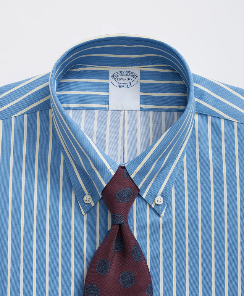 Stretch Supima® Cotton Non-Iron Twill Polo Button Down Collar, Ground Stripe Dress Shirt, image 2