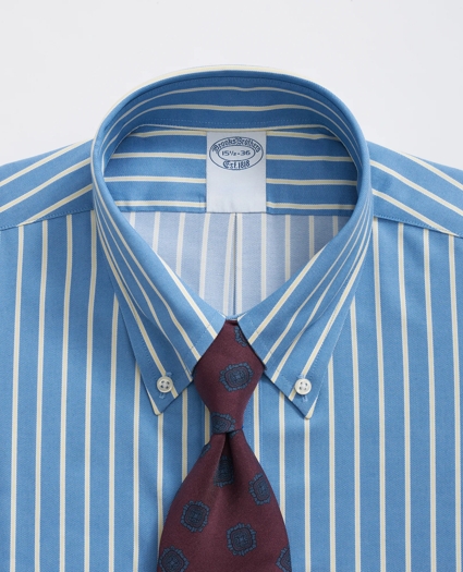 Stretch Supima® Cotton Non-Iron Twill Polo Button Down Collar, Ground Stripe Dress Shirt, image 2